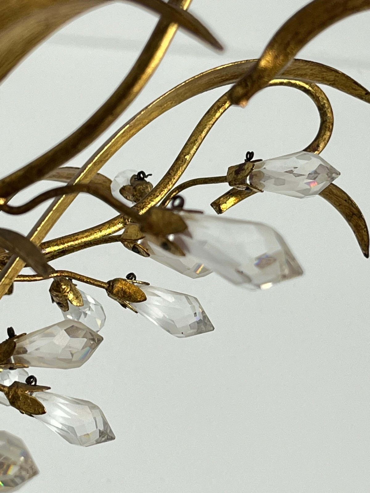 1878.0 Set Of 2 Large 8 Light Mid Century Maison Baguès Crystal And Iron Ceiling Lights photo