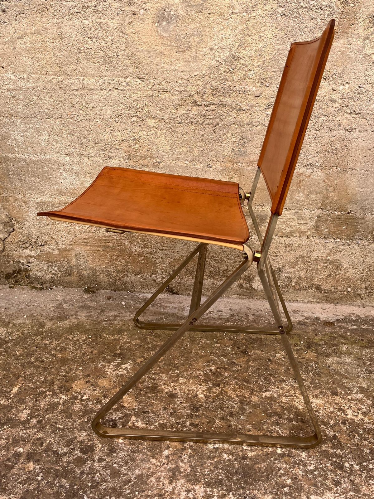 Set Of 4 Mid Century Steel And Leather Chairs Attributed To Pierre Paulin, 1960s photo vinterior