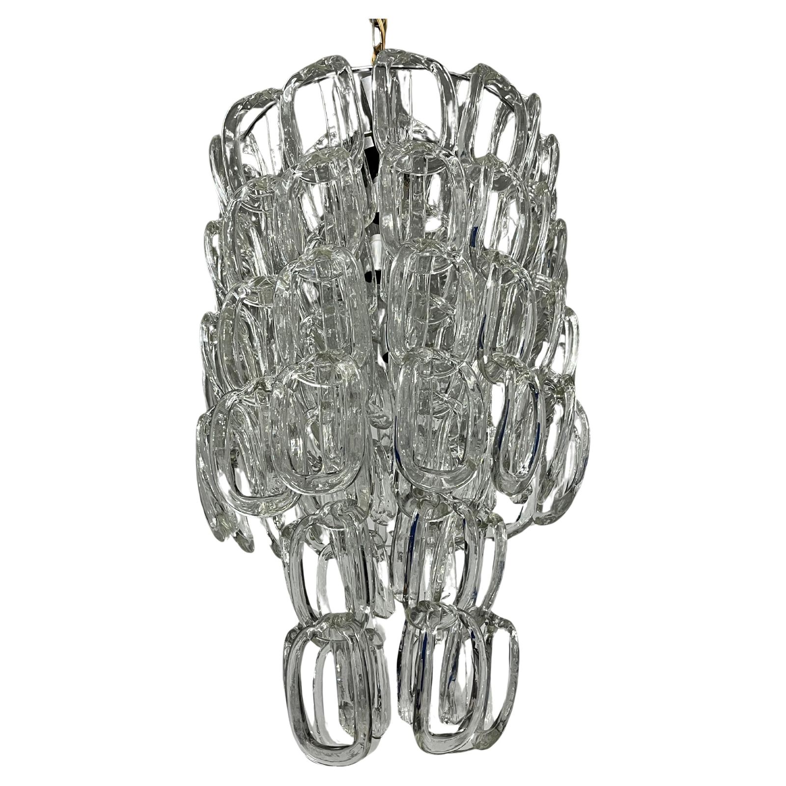 Mid Century Murano Glass Chandelier Attributed To Angelo Mangiarotti For Vistosi