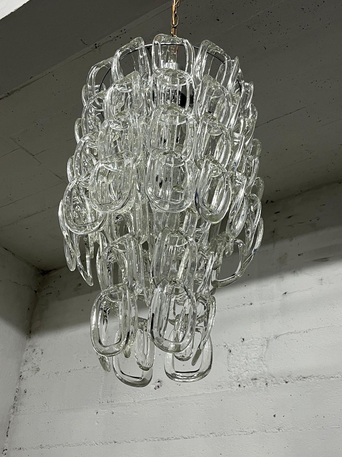 Mid Century Murano Glass Chandelier Attributed To Angelo Mangiarotti For Vistosi photo Lighting