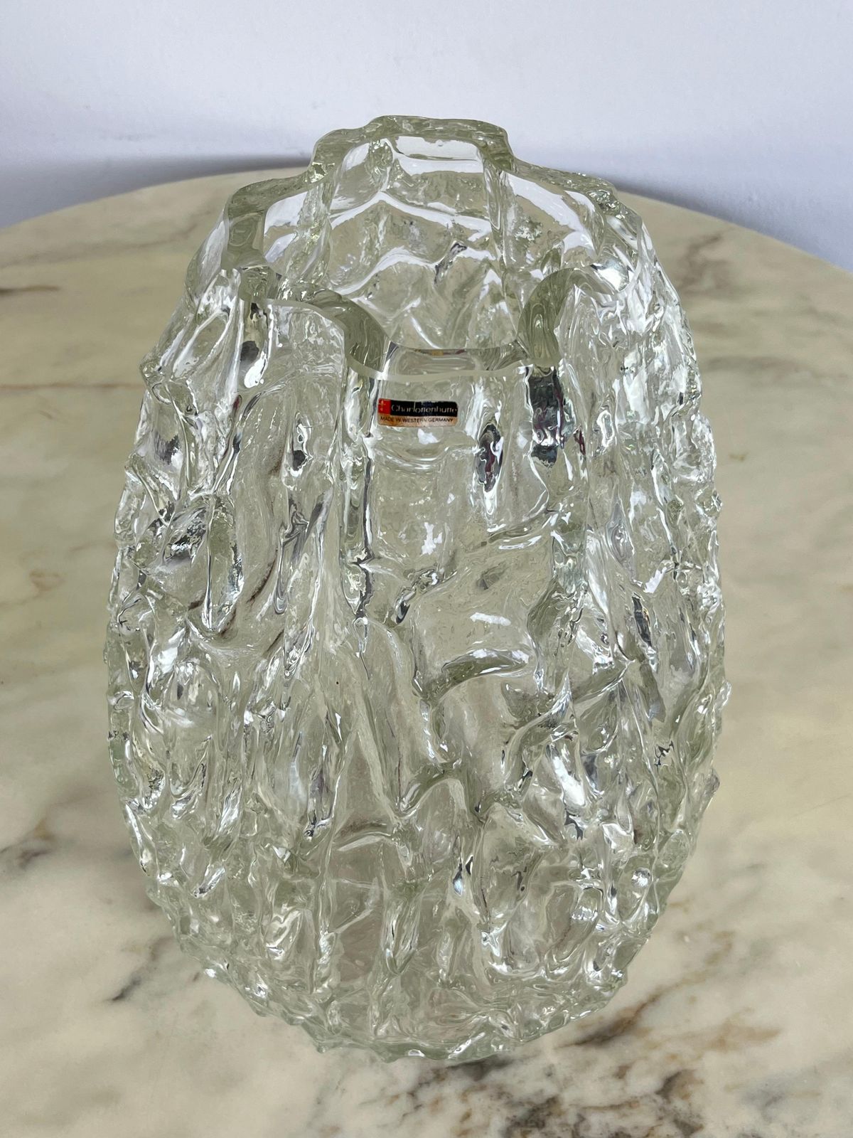 Large Mid Century Glass Vase Made In West Germany 1970s photo for sale