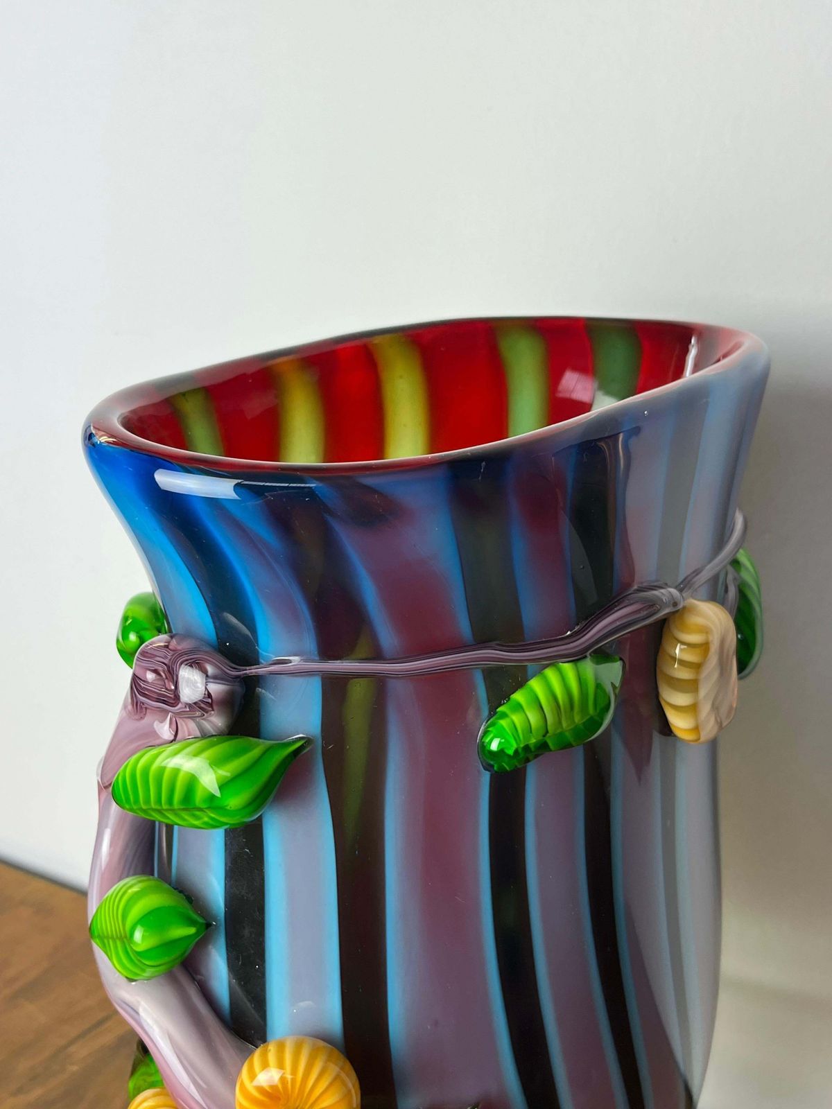 Large Maestri Muranesi Mid Century Polychrome Murano Submerged Glass Vase, 1950s photo furniture