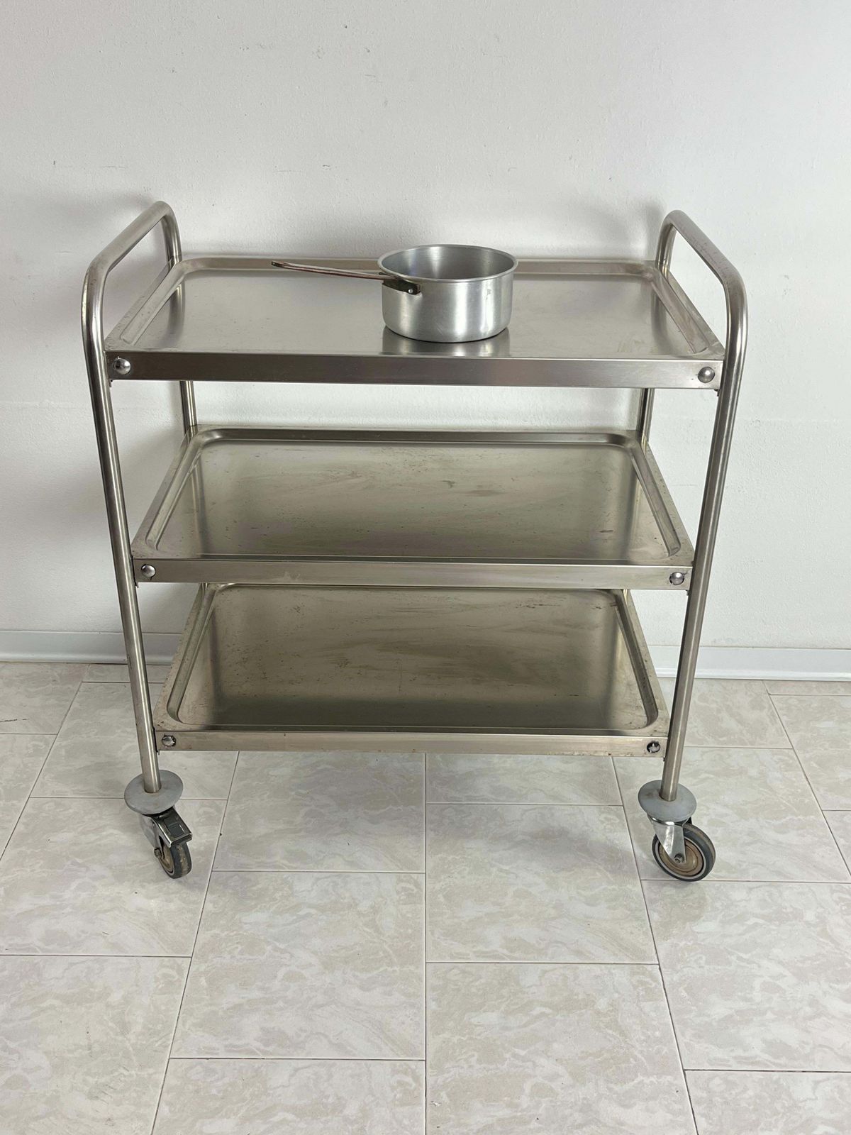 Useful Steel Serving Trolley With Swivel Wheels, Italian Design 1980s photo furniture