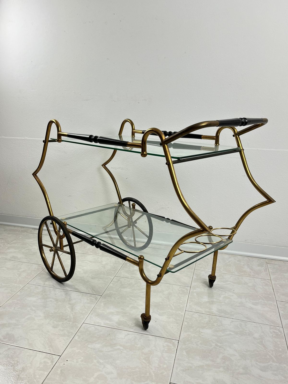 Mid Century Brass Bar Cart Attributed To Aldo Tura 1950s photo Furniture