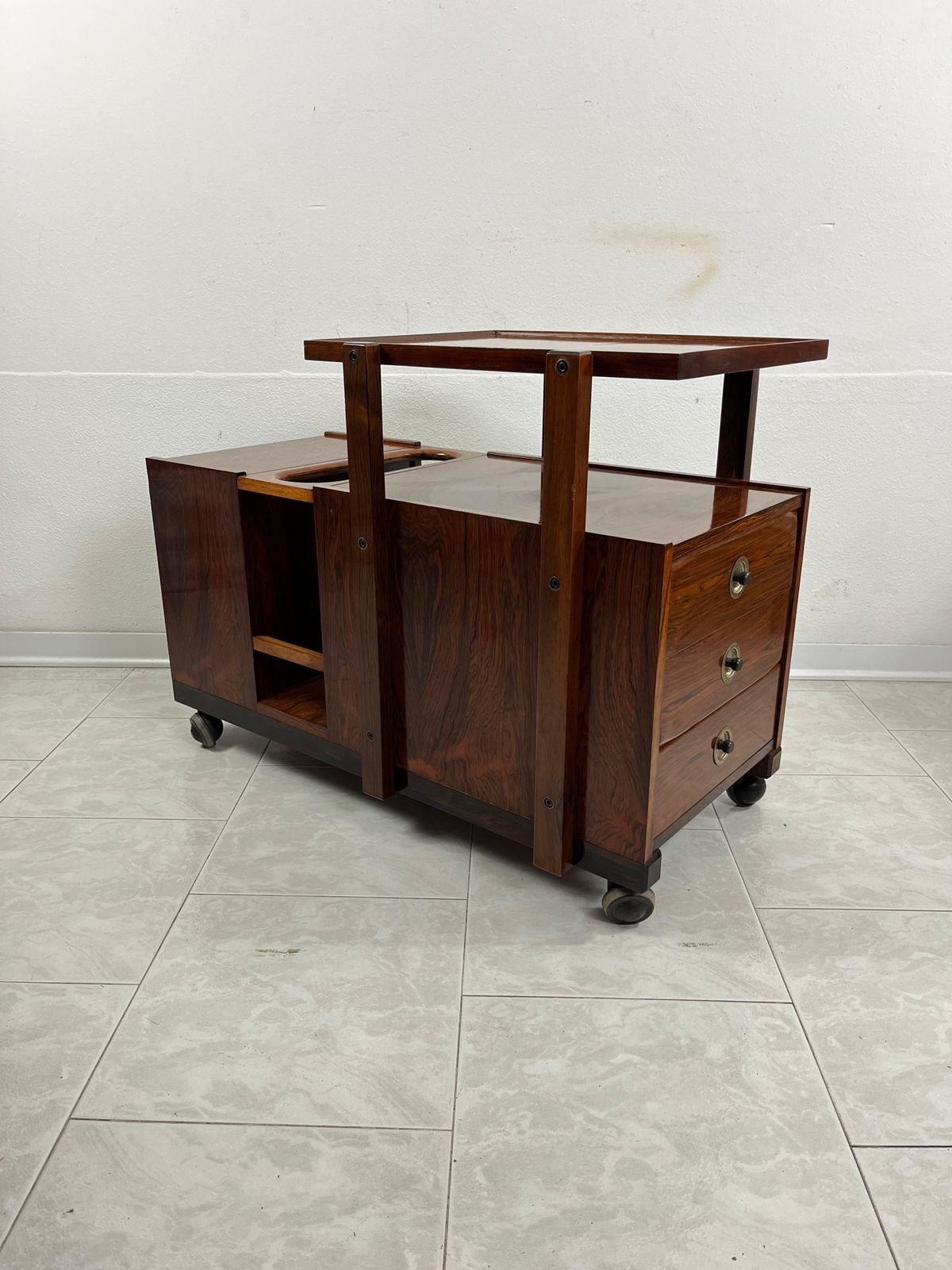 Mid Century Bar Trolley Cabinet, Attributed To Edmondo Palutari, 1960s photo vinterior