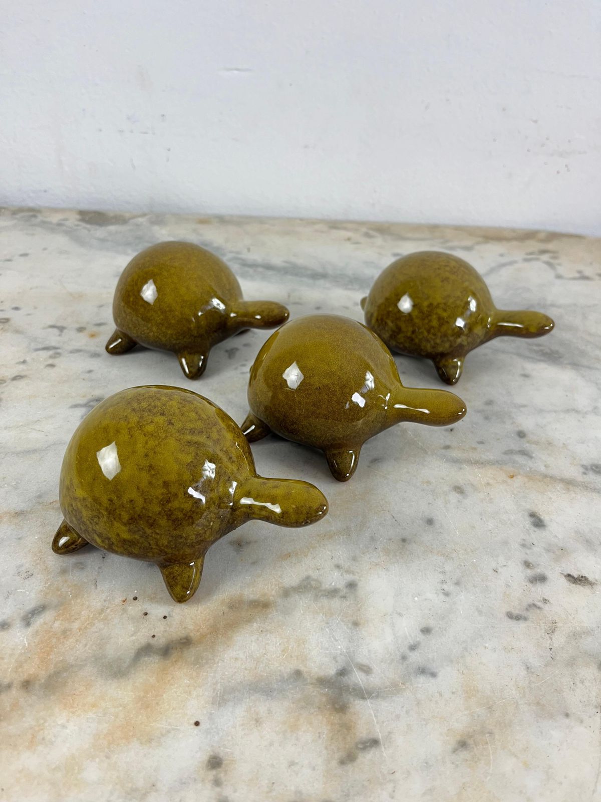 Set Of 4 Glazed Ceramic Turtles, 1970s photo furniture