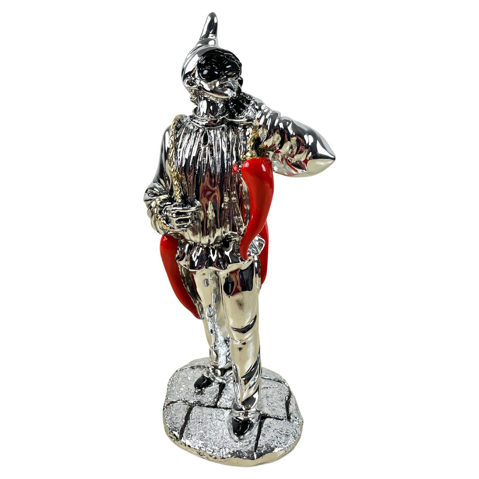 Neapolitan Pulcinella In Silver Foil, Made In Italy, 90s photo furniture