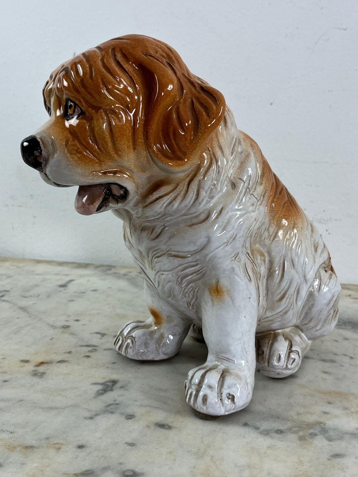 Mid Century Glazed Ceramic Puppy Dog, Made In Italy 1960s photo vintage