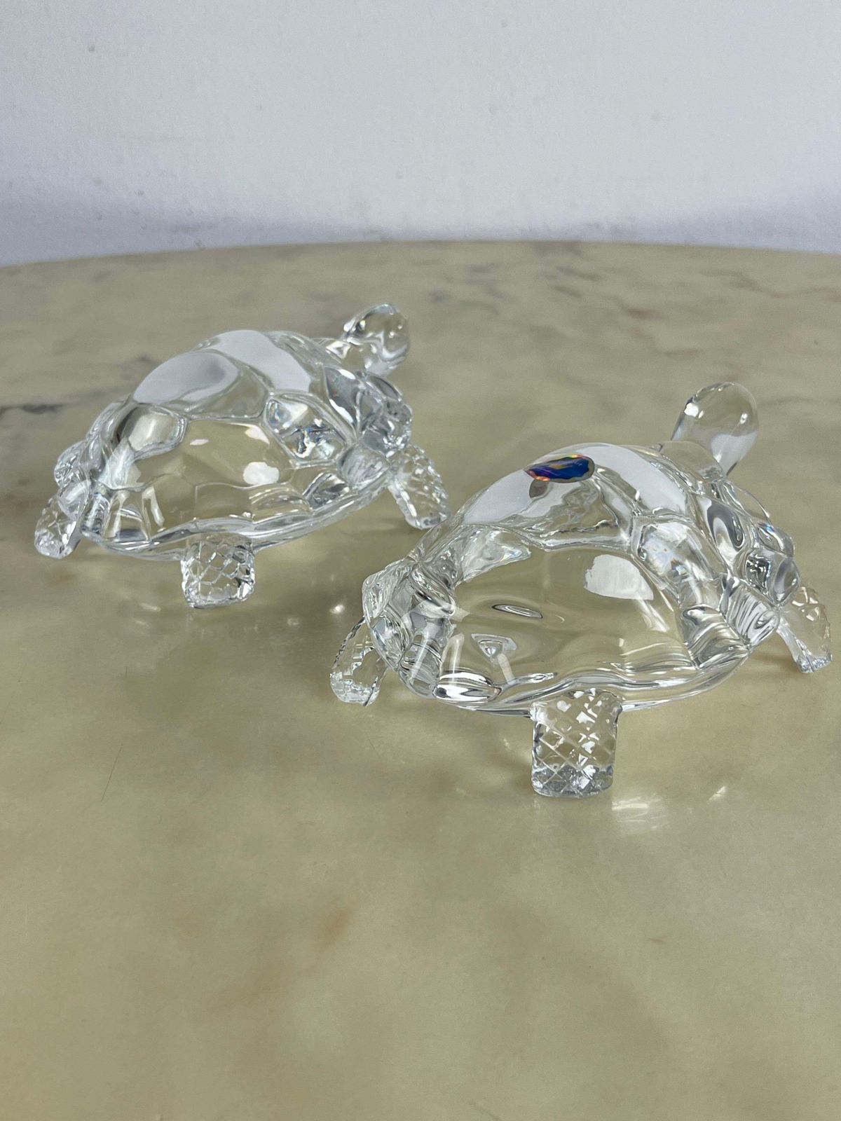 Art Set Of 2 Large Crystal Turtles Royal Art Handmade 1980s photo