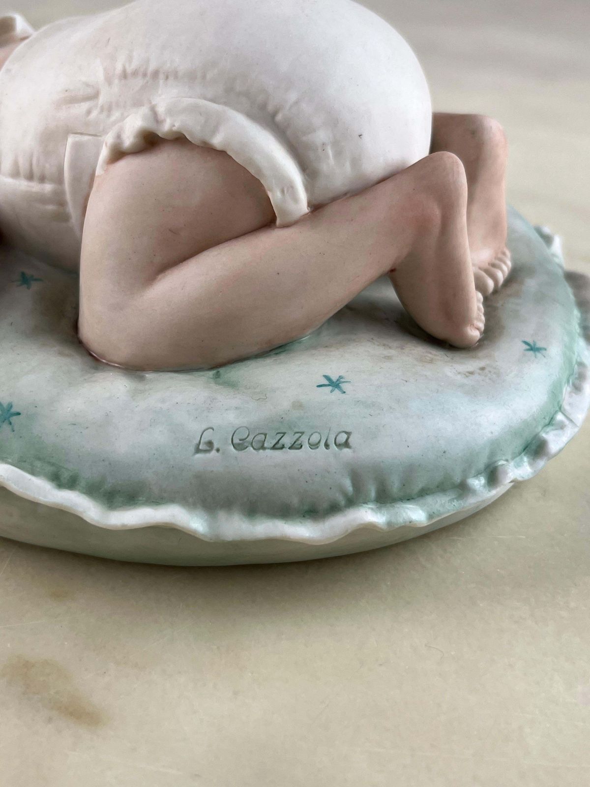 Set Of 2 Capodimonte Principe Porcelain "Sleeping Children" Made In Italy 1980 photo vinterior