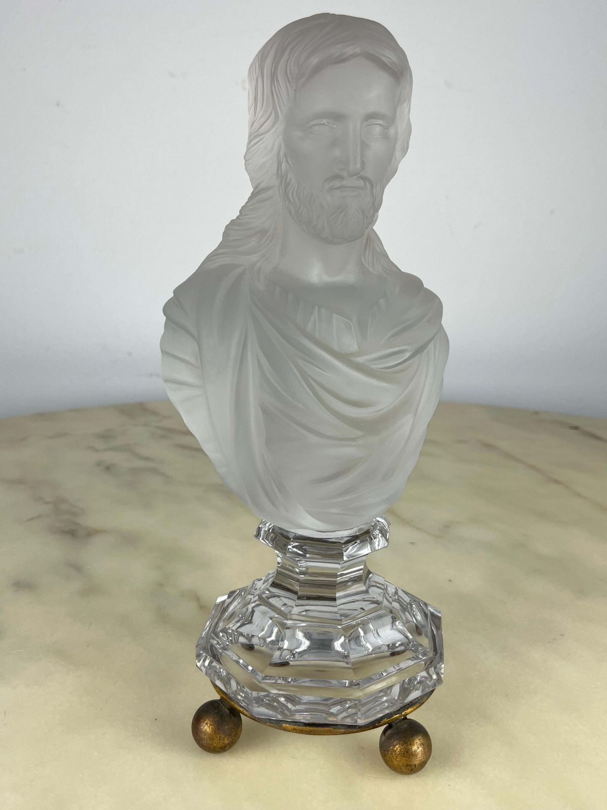 Baccarat Bust "Jesus Christ" Moulded Glass France 1980s photo furniture