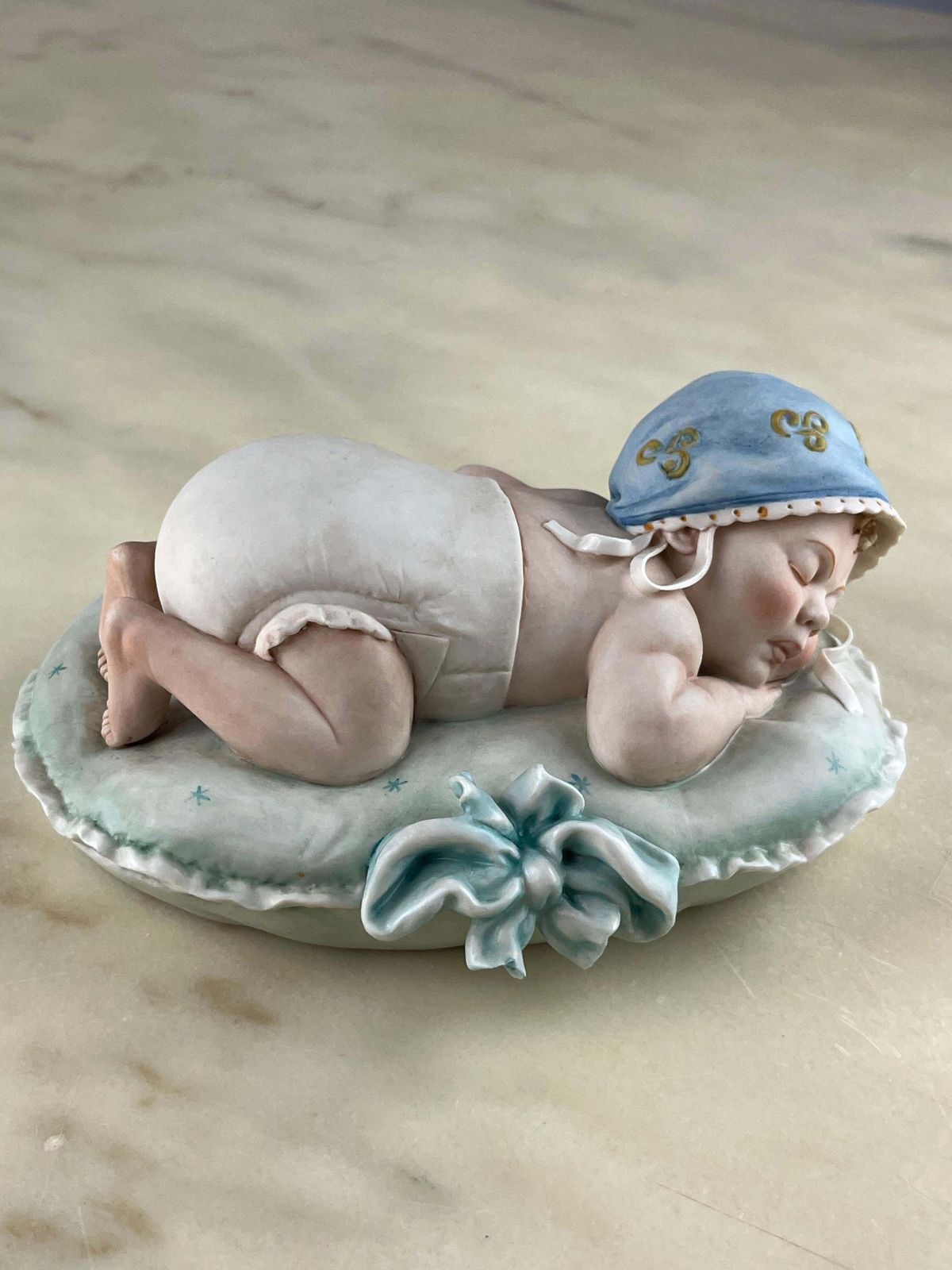 Art Set Of 2 Capodimonte Principe Porcelain "Sleeping Children" Made In Italy 1980 photo