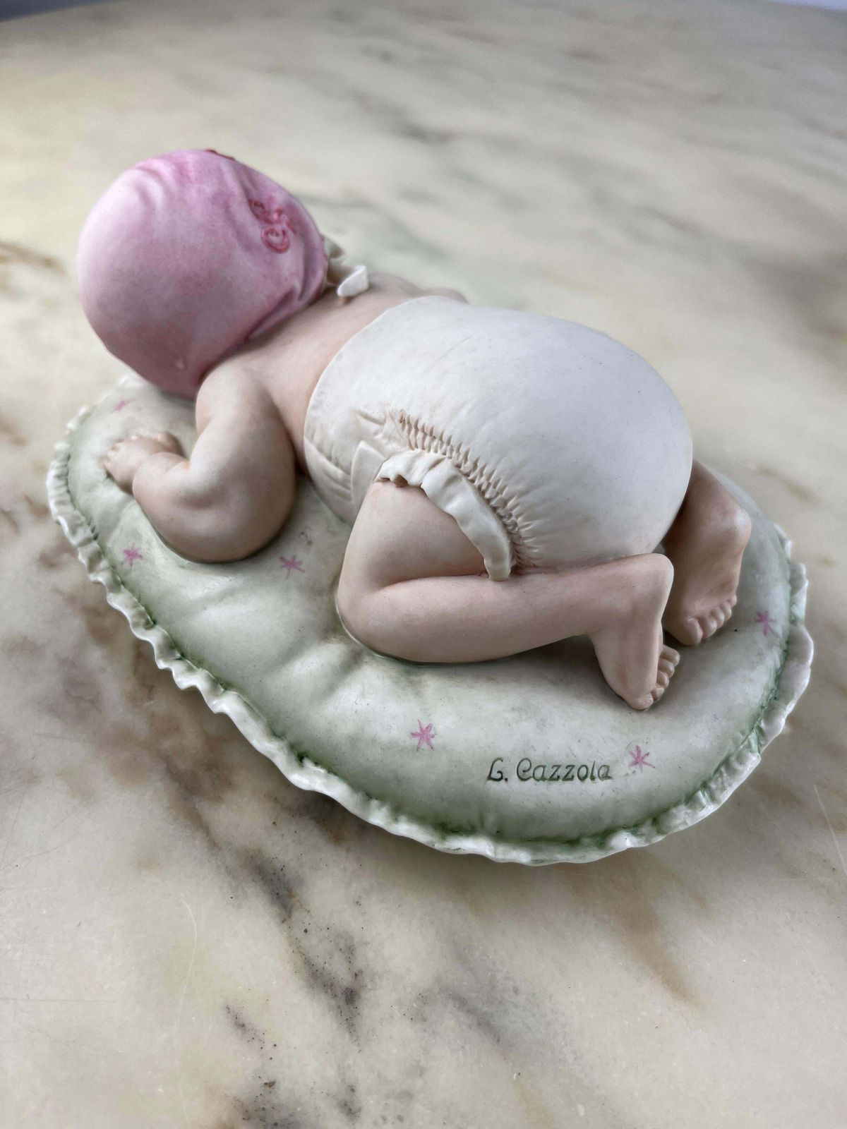 photo vinterior Set Of 2 Capodimonte Principe Porcelain "Sleeping Children" Made In Italy 1980