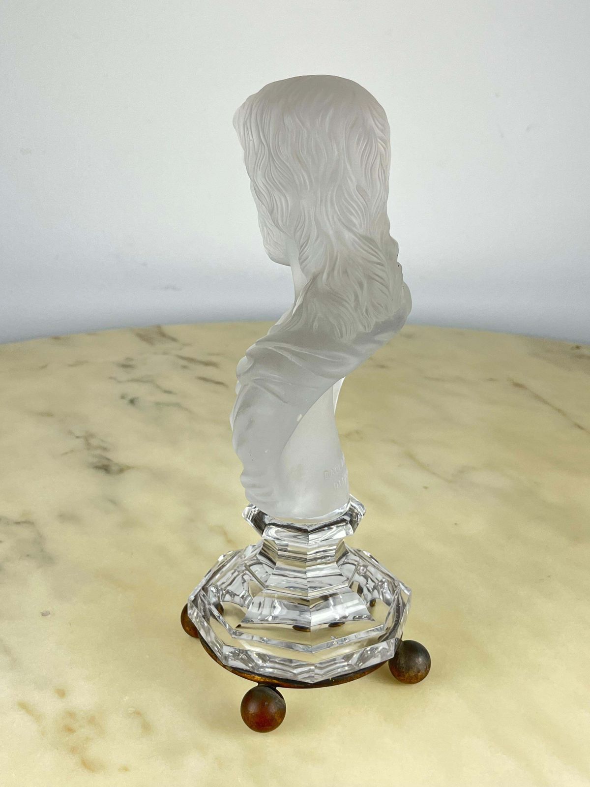 Baccarat Bust "Jesus Christ" Moulded Glass France 1980s photo vintage