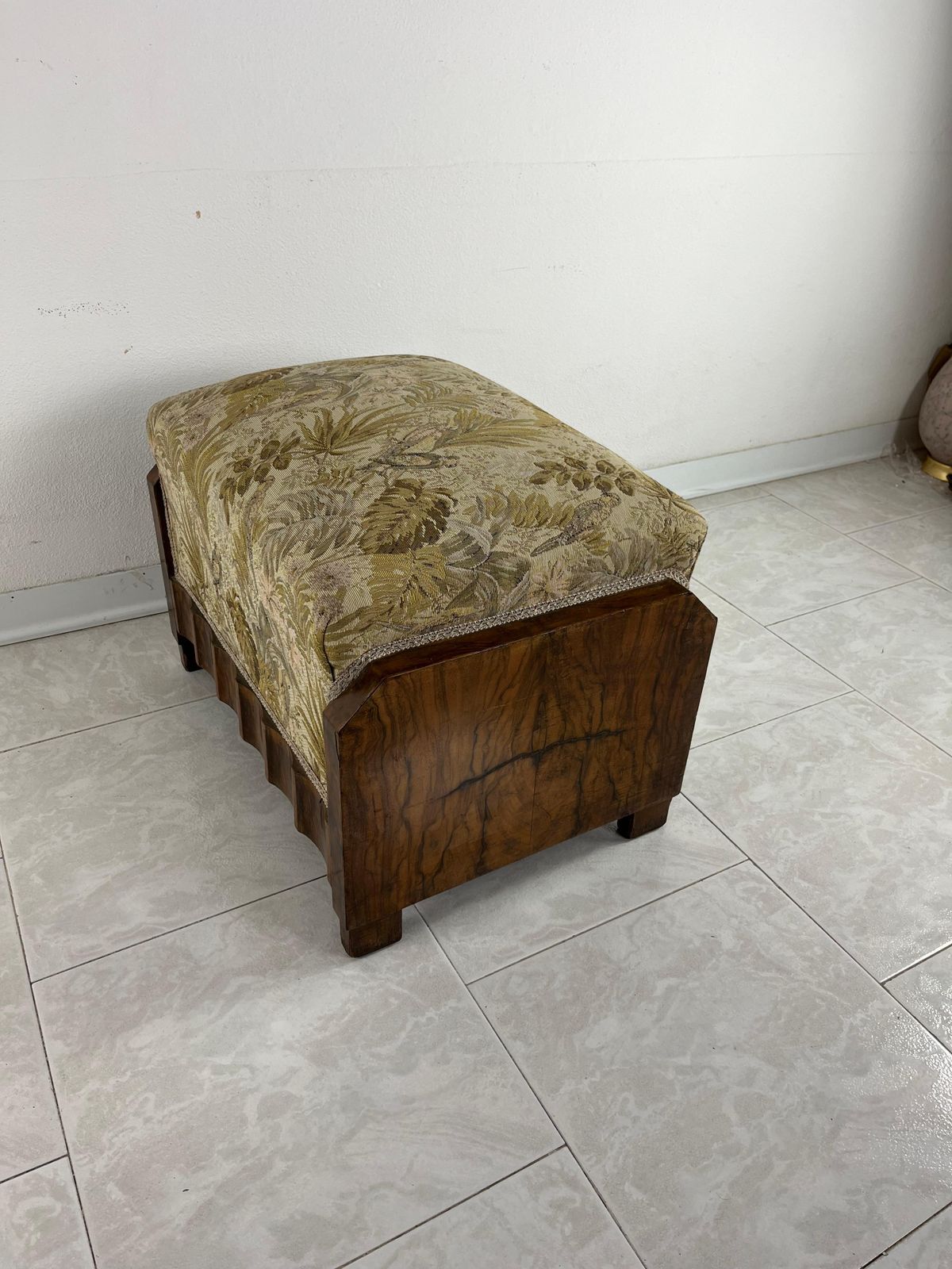 Mid Century Art Deco Pouf With Springs Attributed To Osvaldo Borsani, 1940s photo for sale
