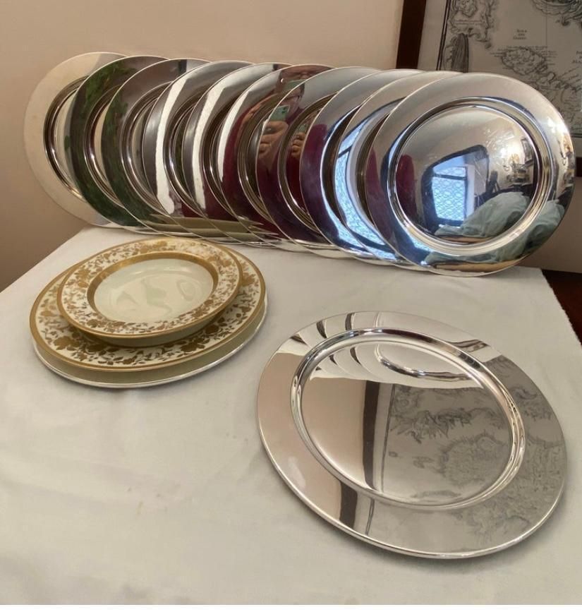Twelve 800 Silver Underplates, Italy, 1980s photo furniture