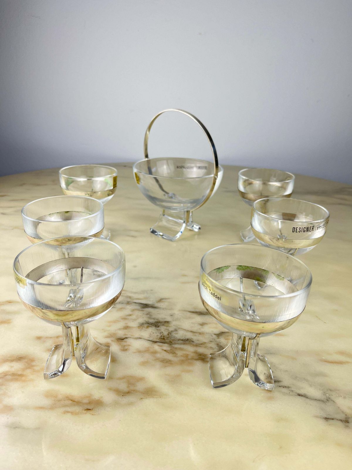 7 Piece Set In Crystal And 800 Silver, Taddei Sestini For Kristall Krisla, 1970s photo furniture