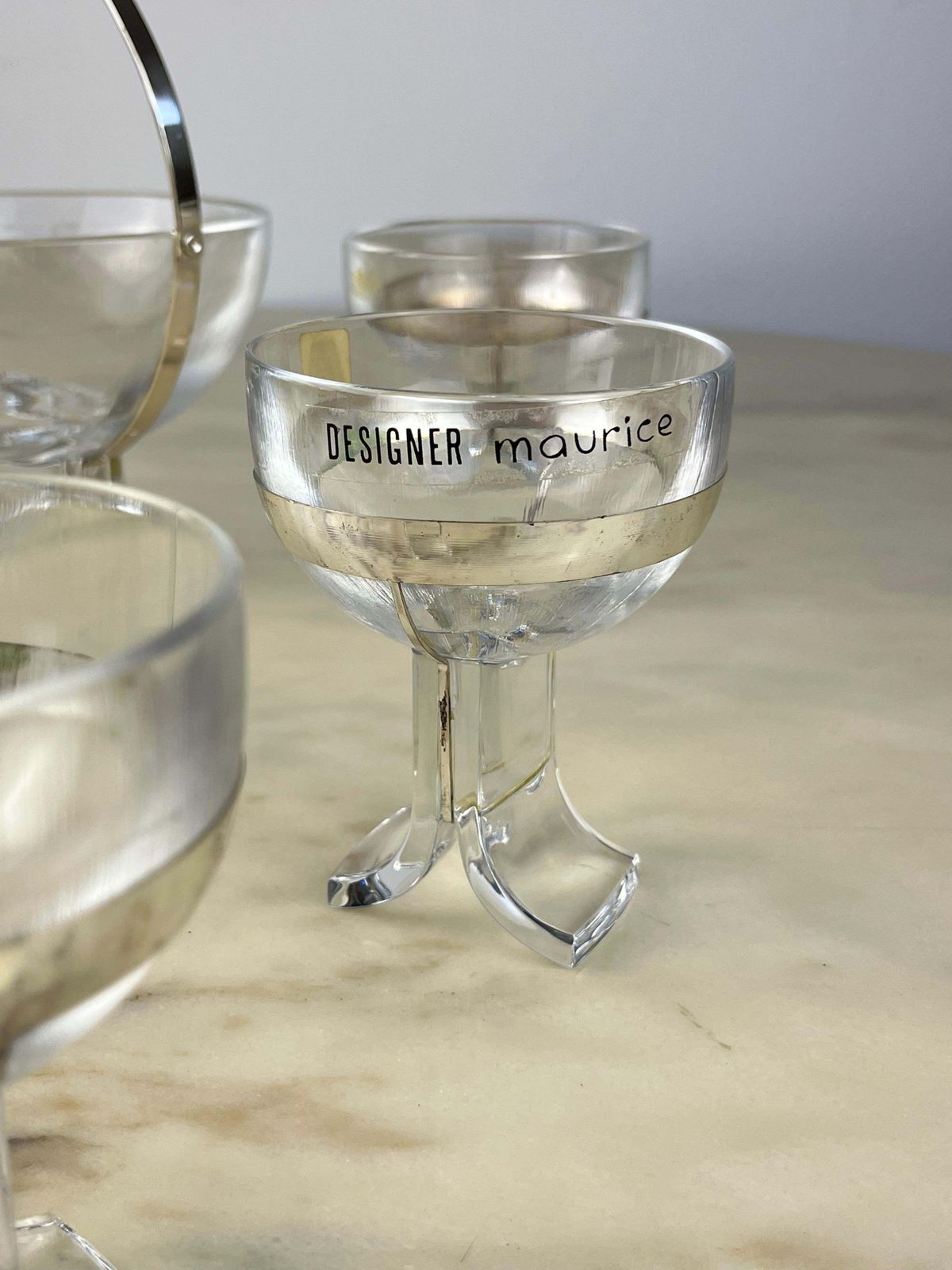 7 Piece Set In Crystal And 800 Silver, Taddei Sestini For Kristall Krisla, 1970s photo Home Decor