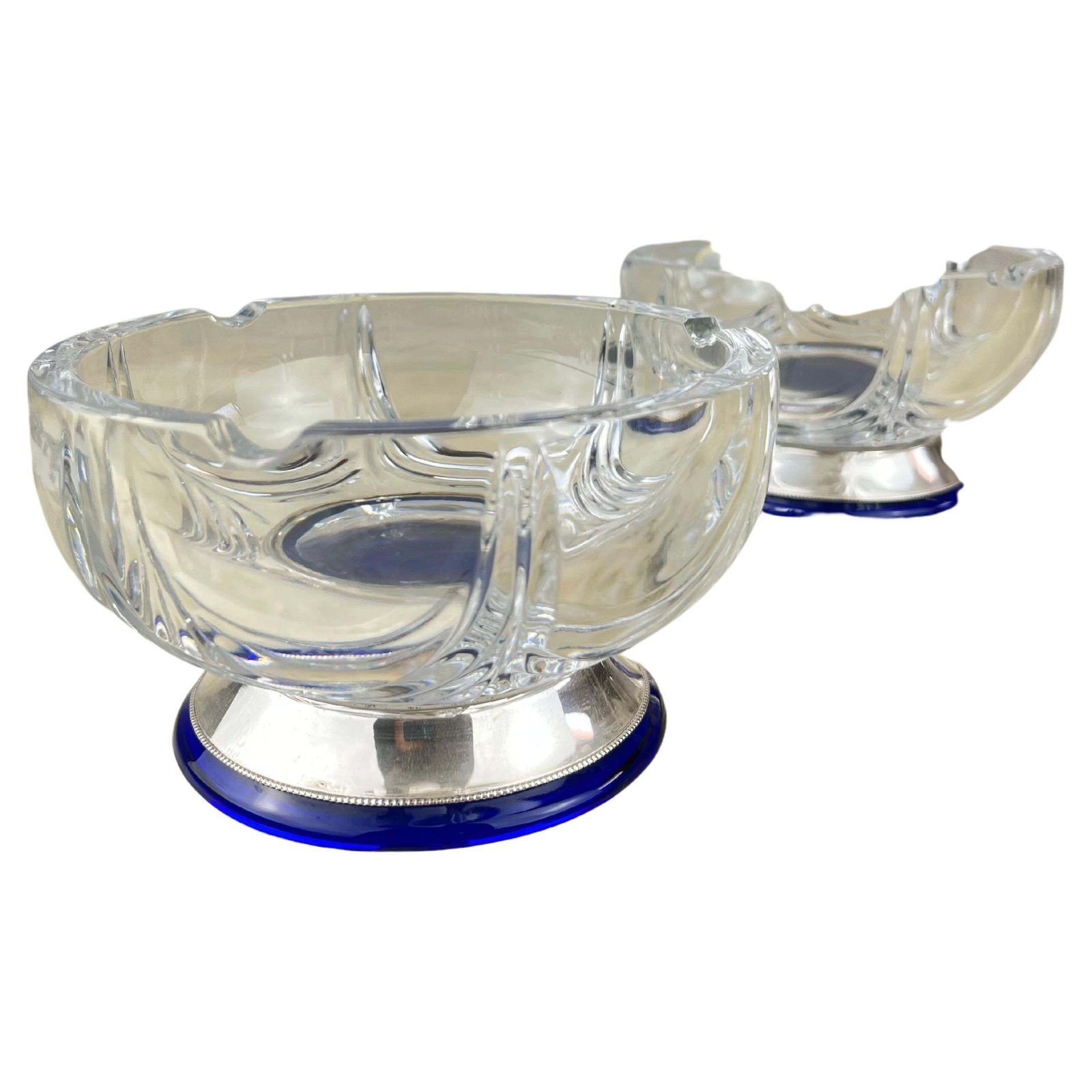 Pair Of Bohemian Crystal And Sterling Silver Ashtrays, 1980s photo furniture