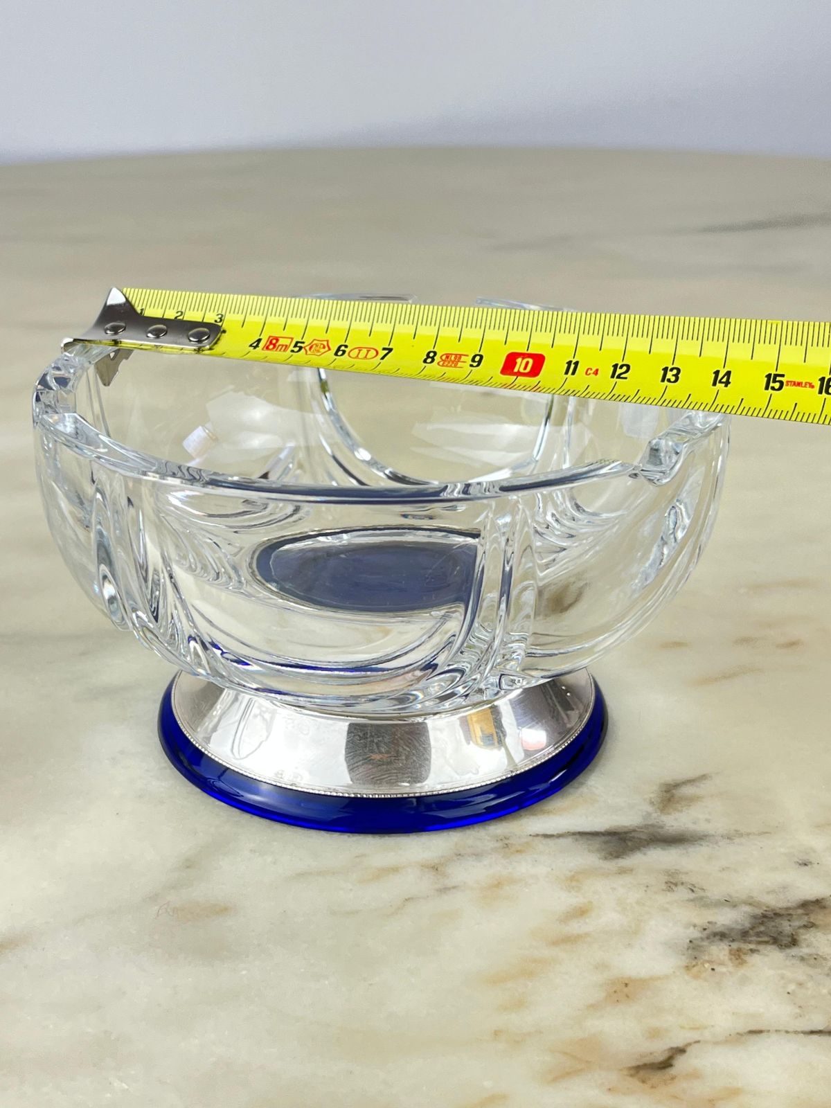 Pair Of Bohemian Crystal And Sterling Silver Ashtrays, 1980s photo vintage