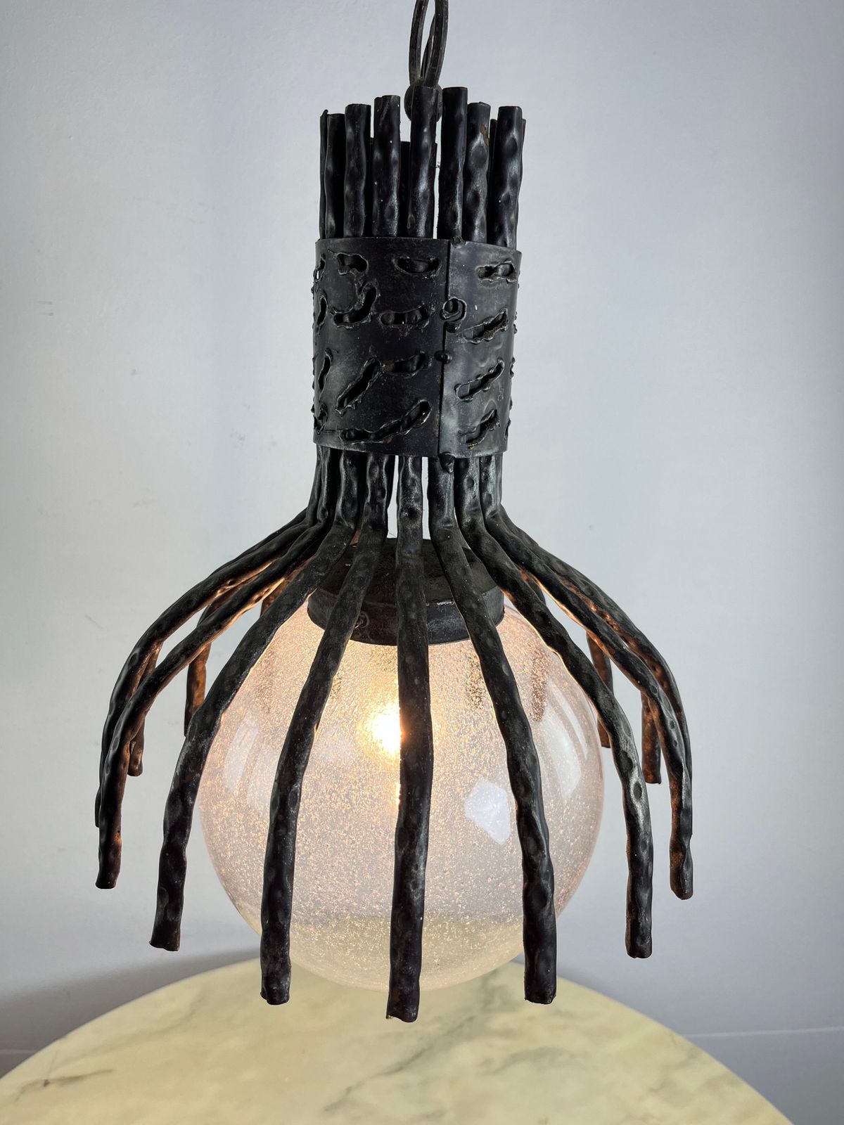 Brutalist "Spider" Model Chandelier By Marcello Fantoni Italian Design 1970s photo Lighting