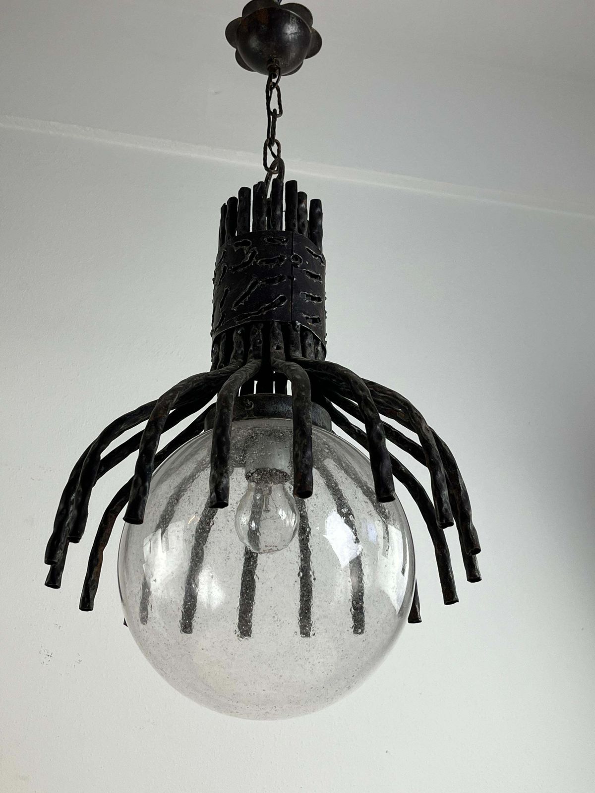 Lighting Brutalist "Spider" Model Chandelier By Marcello Fantoni Italian Design 1970s photo