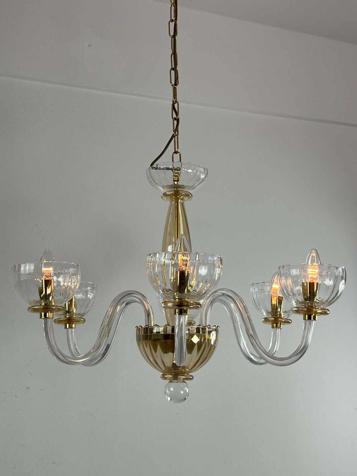 6 Light Handmade Murano Glass Chandelier "Maestri Muranesi" 1980s photo 1878.0