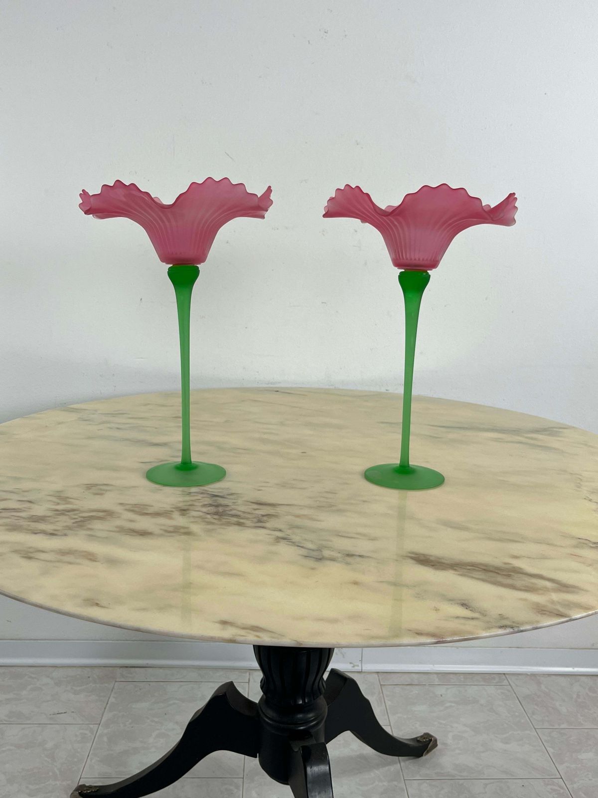 Set Of 2 Large Murano Glass Candlesticks 1970s photo for sale