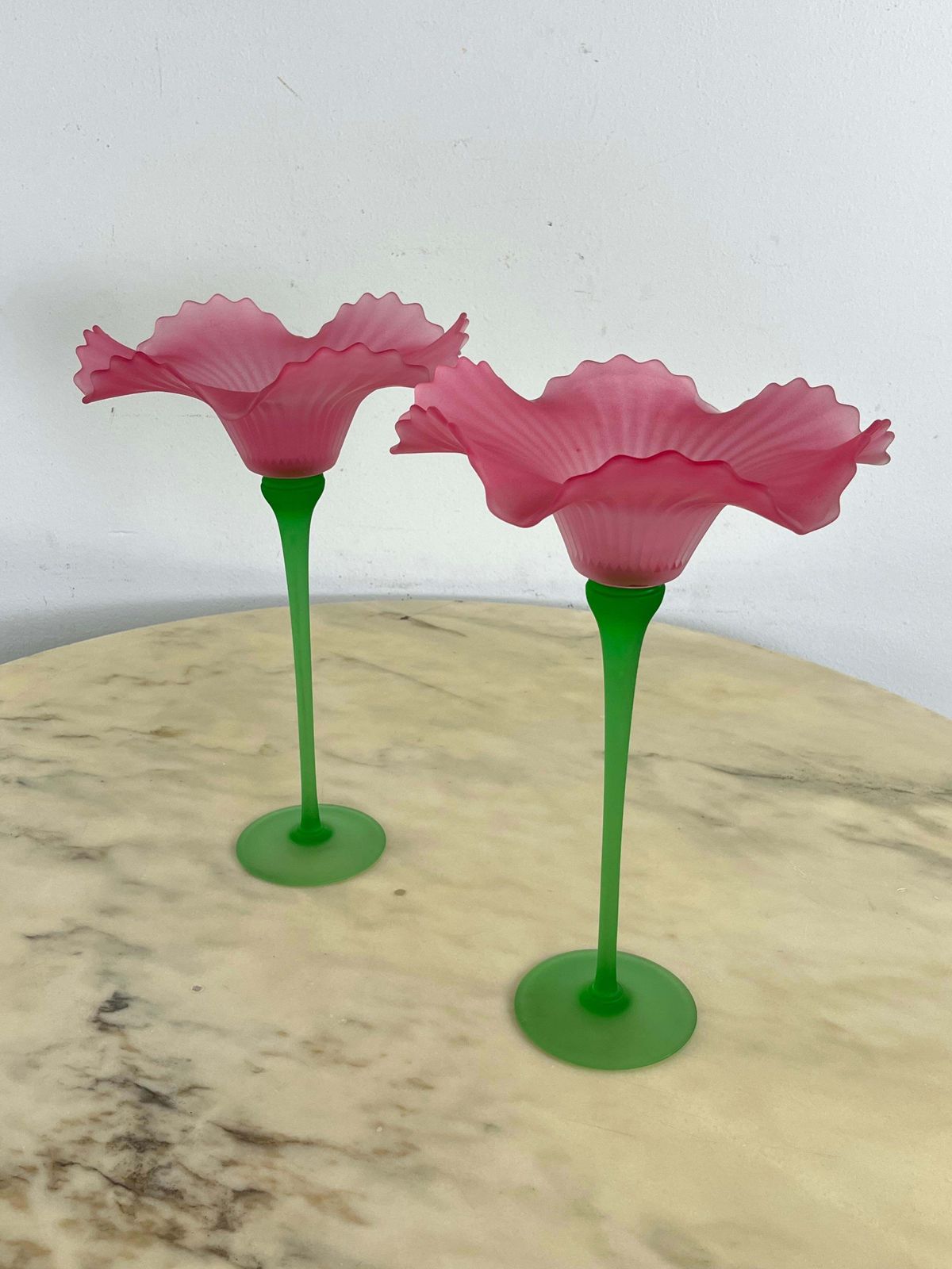 Set Of 2 Large Murano Glass Candlesticks 1970s photo buy