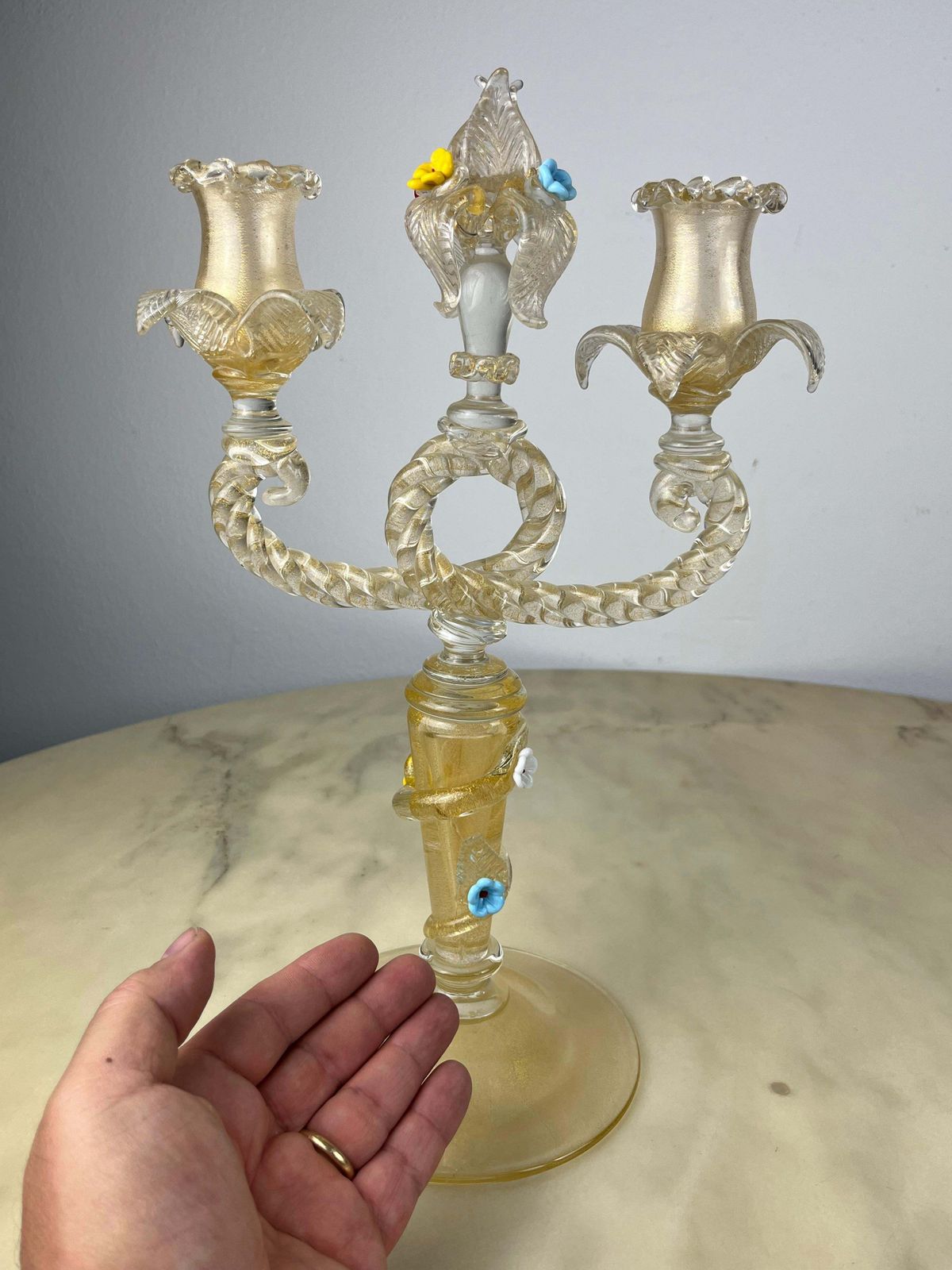 photo vintage Set Of  2 Barovier & Toso Murano Glass Italian Candelabras 1960s
