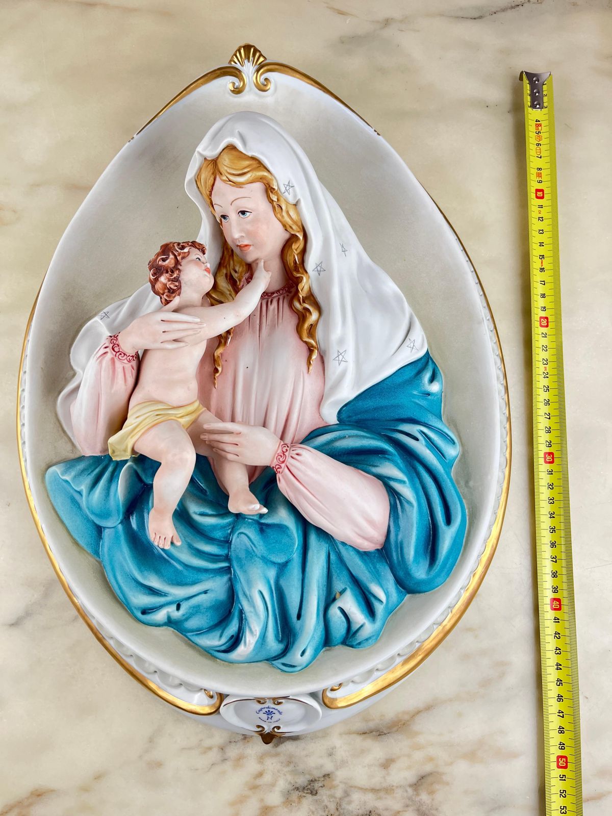 Capodimonte Headboard Madonna With Child, Made In Italy, 1980s photo furniture