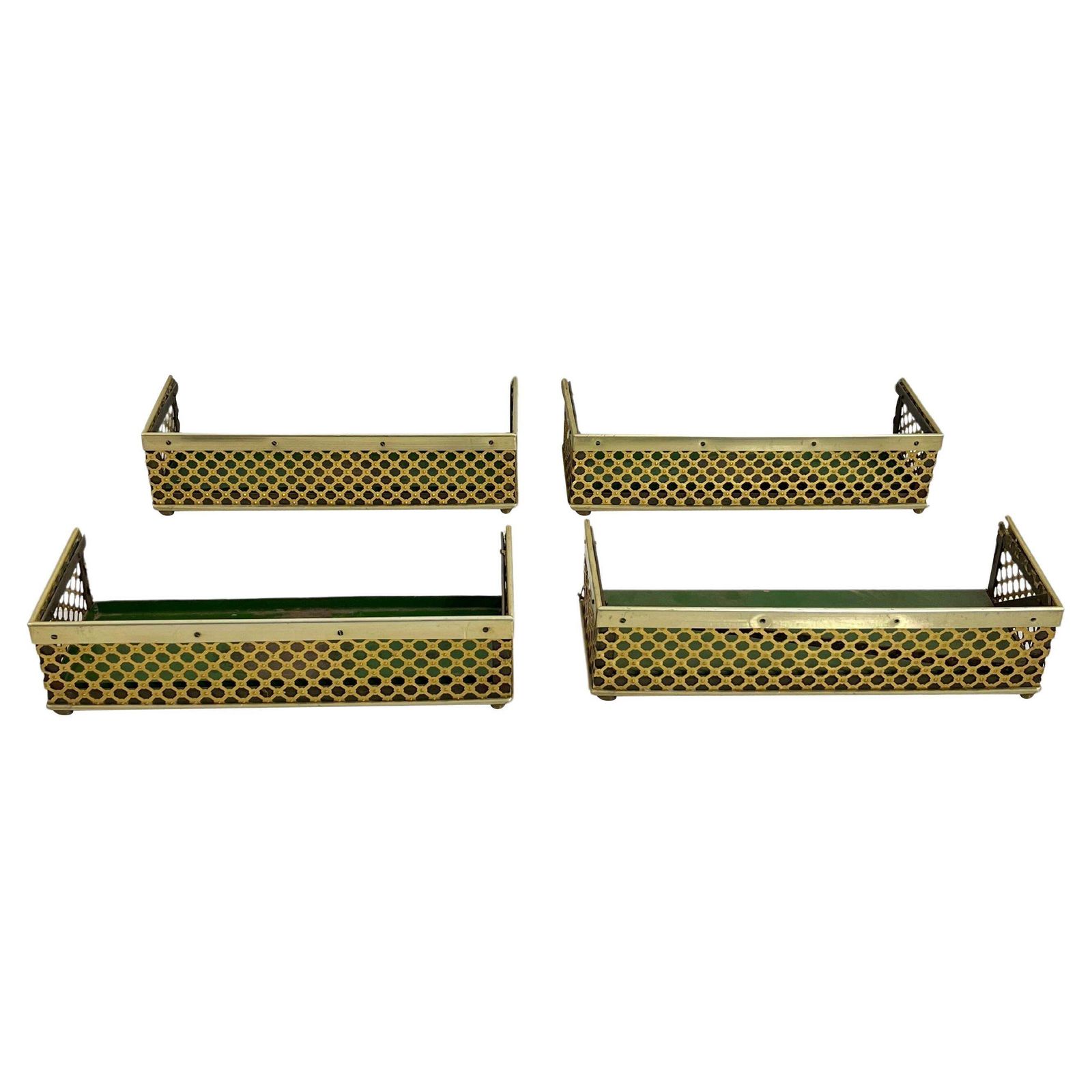 Set Of 4 Mid Century  Brass Covered Planters 1950s