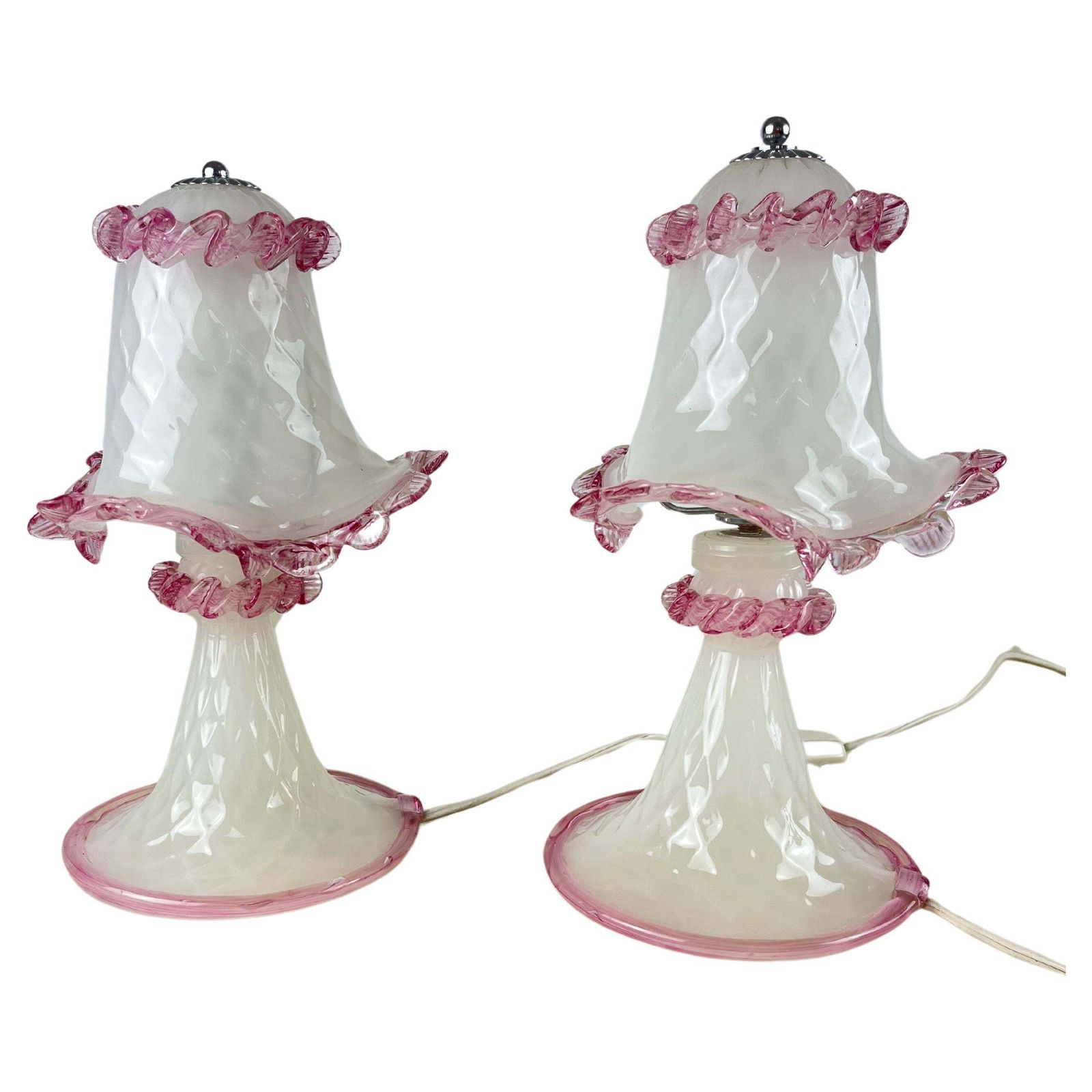 Pair Of Murano Glass Bedside Lamps, Italy, 1980s