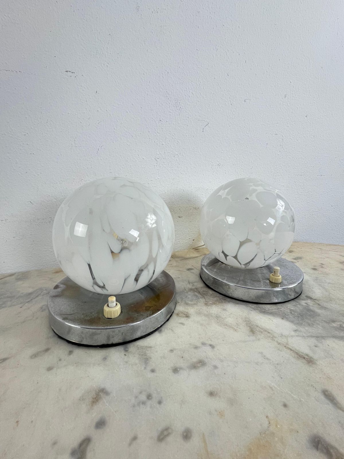 Set Of 2 Vintage Murano Glass Bedside Lamps, 1970s photo 418.0