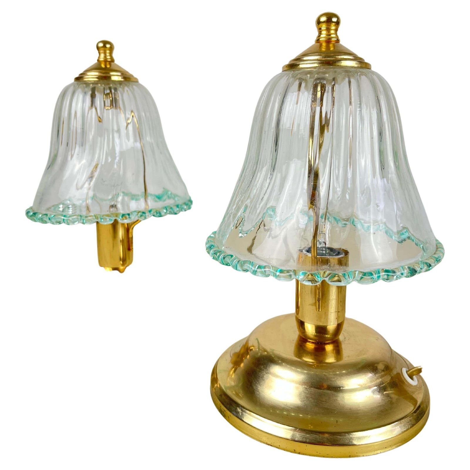 Pair Of Murano Glass Bedside Lamps, Italy, 1980s