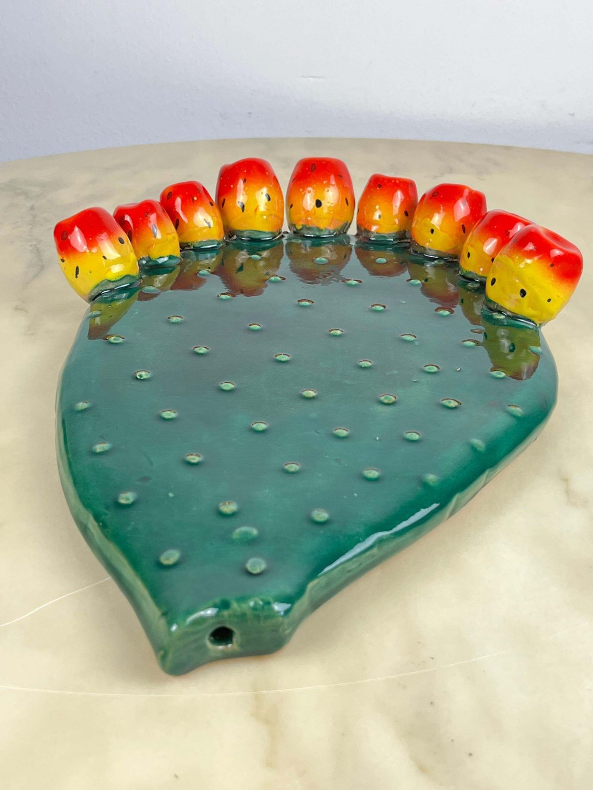 Art Sicilian Glazed Terracotta Wall Decoration, Italy, 1980s photo