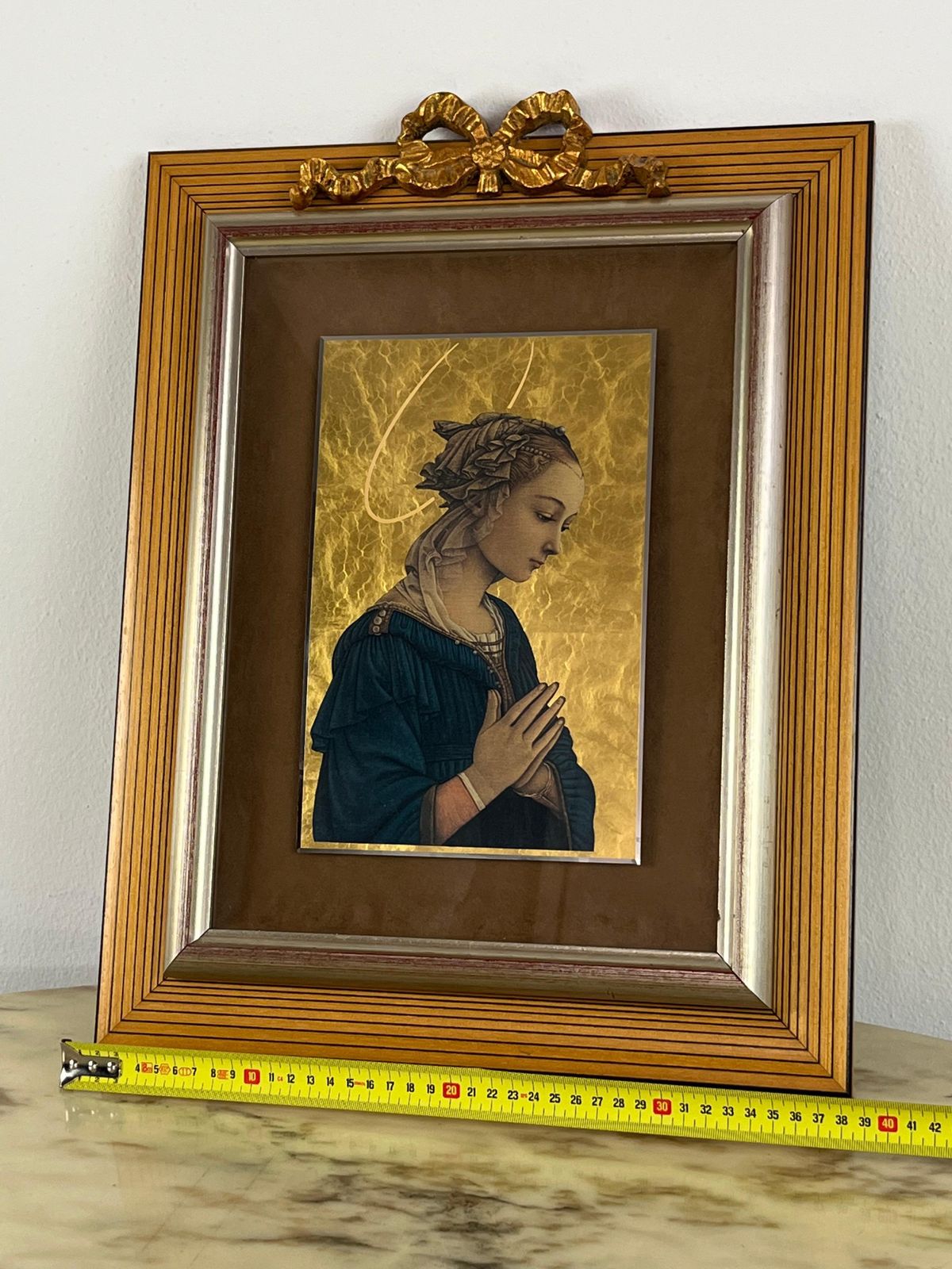 Madonna At The Bedside, Bas Relief On A 925 Thousandth Silver Plate photo for sale