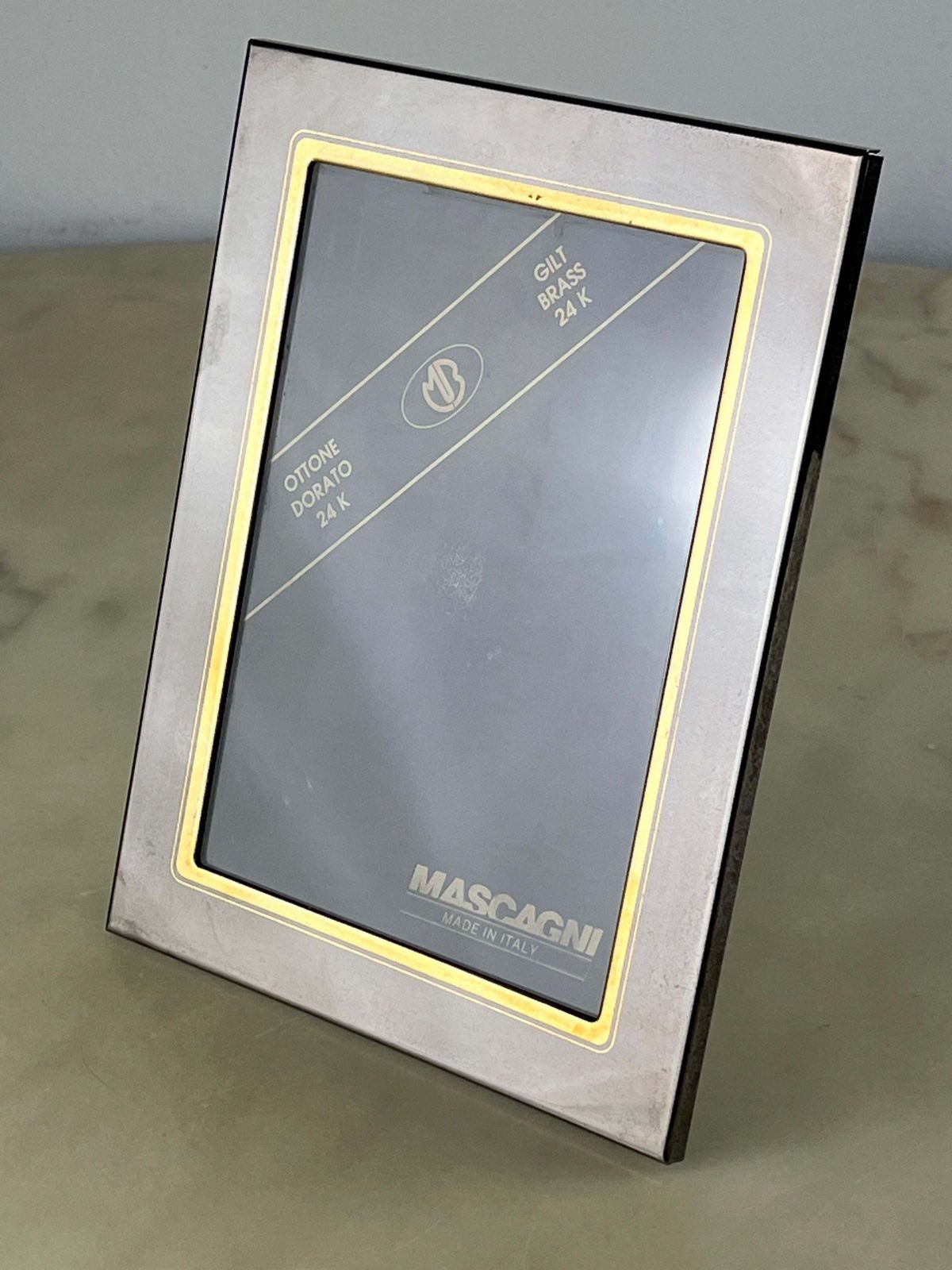 Mascagni 24k Golden Brass Photo Frame, Italian Design, 1970s photo vinterior