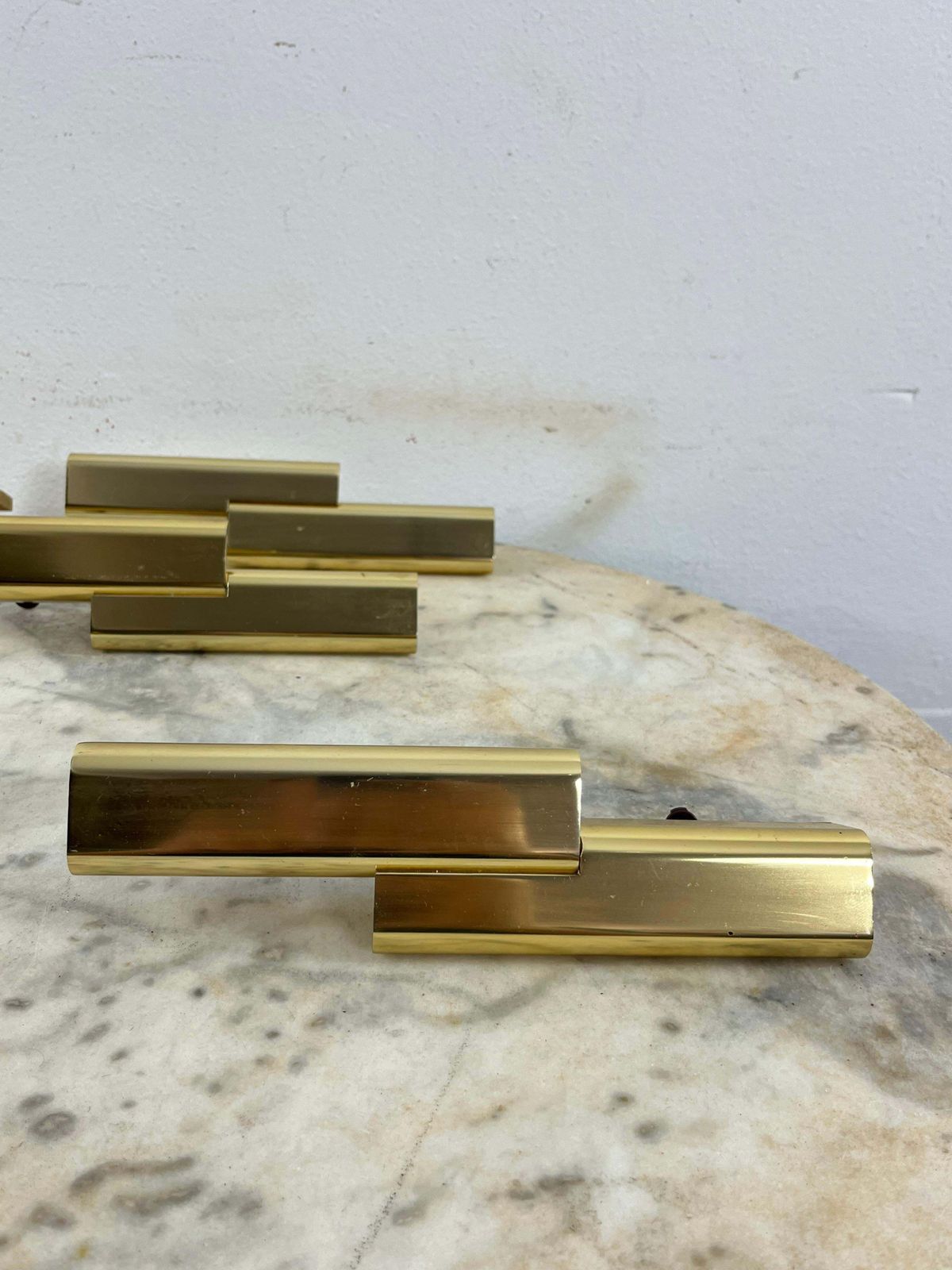 Set Of 12 Mid Century Golden Metal Furniture Handles Made In Italy, 1960s photo furniture