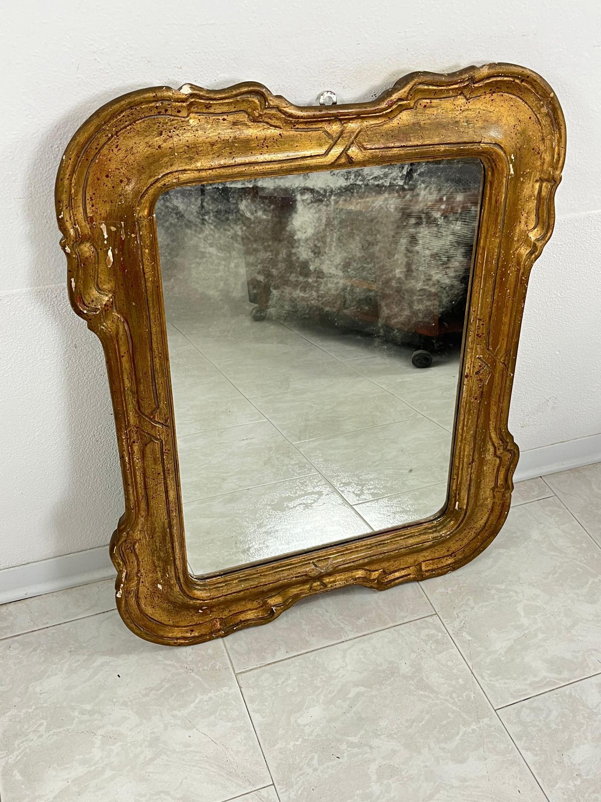 Mid Century French Wall Mirror In Gilt Wood Frame, 1930s photo buy