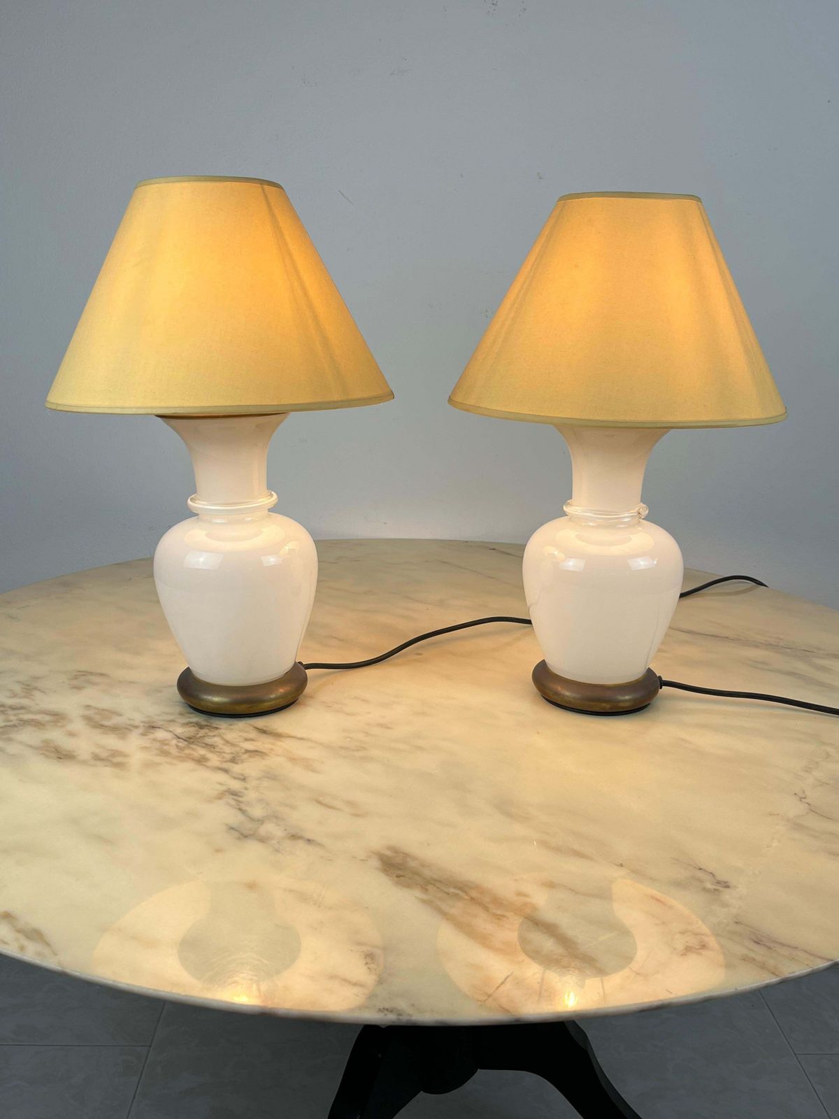 Set Of 2 Murano Glass And Brass Table Lamps, F. Fabbian, Italy, 1970s photo furniture
