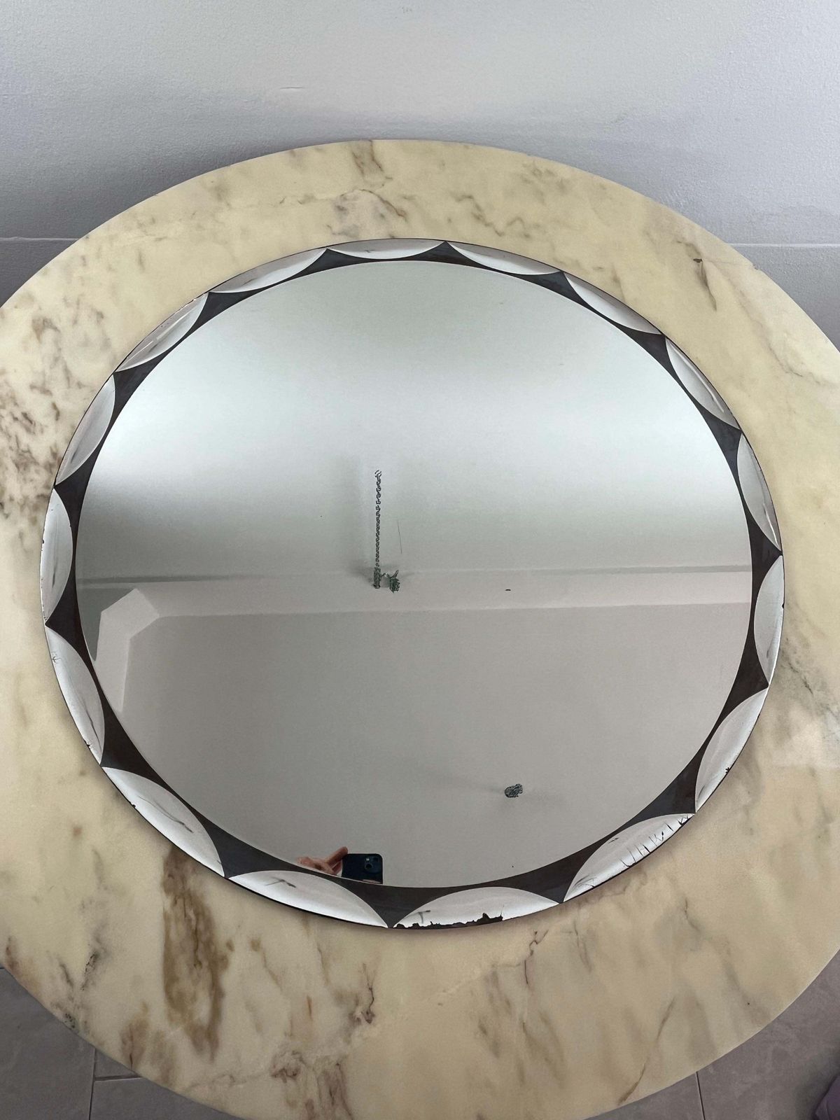 Midcentury Italian  Round Mirror "Metalvetro Galvorame", 1960s photo furniture