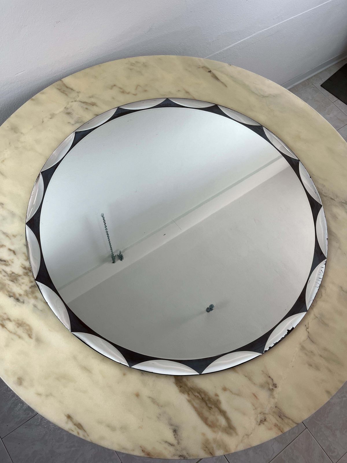 photo furniture Midcentury Italian  Round Mirror "Metalvetro Galvorame", 1960s