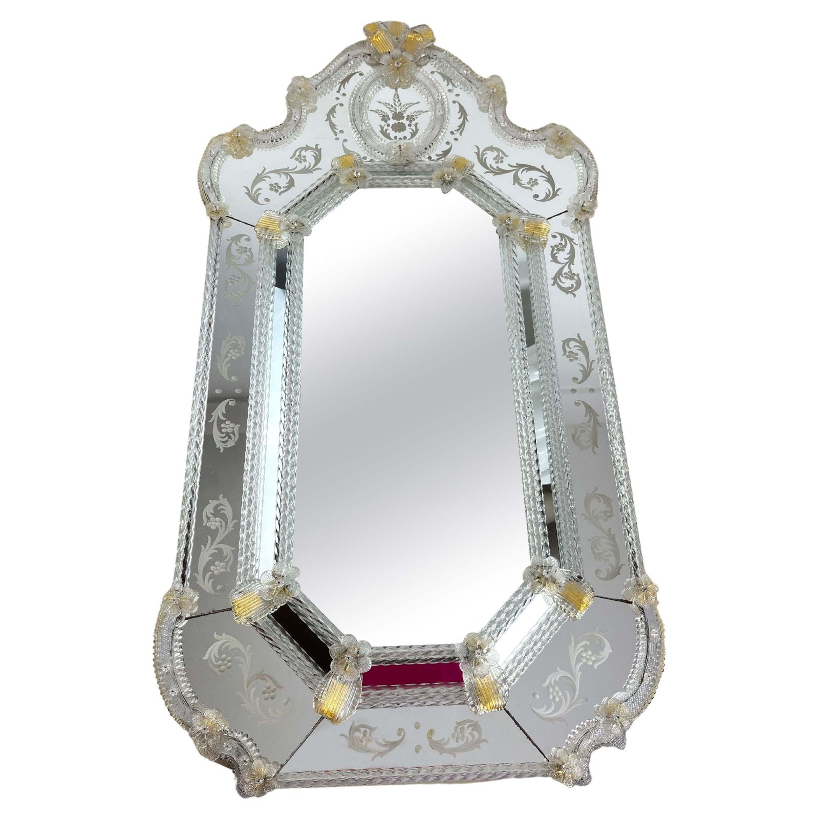 Mid Century Venetian Murano Glass Mirror Attributed To Ercole Barovier 1960s