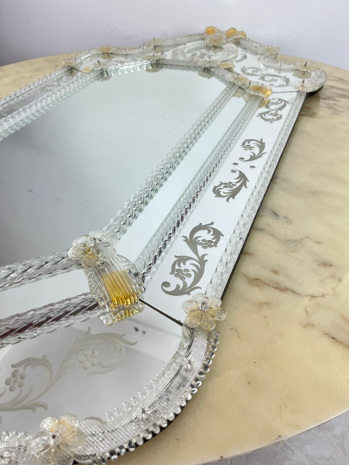 photo vinterior Mid Century Venetian Murano Glass Mirror Attributed To Ercole Barovier 1960s