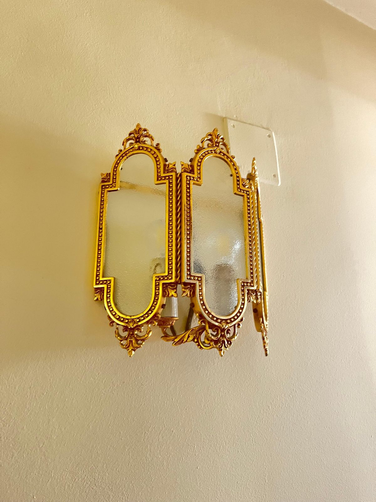 Set Of 3 Brass And Glass Wall Lamps, Italy, 1980s photo furniture