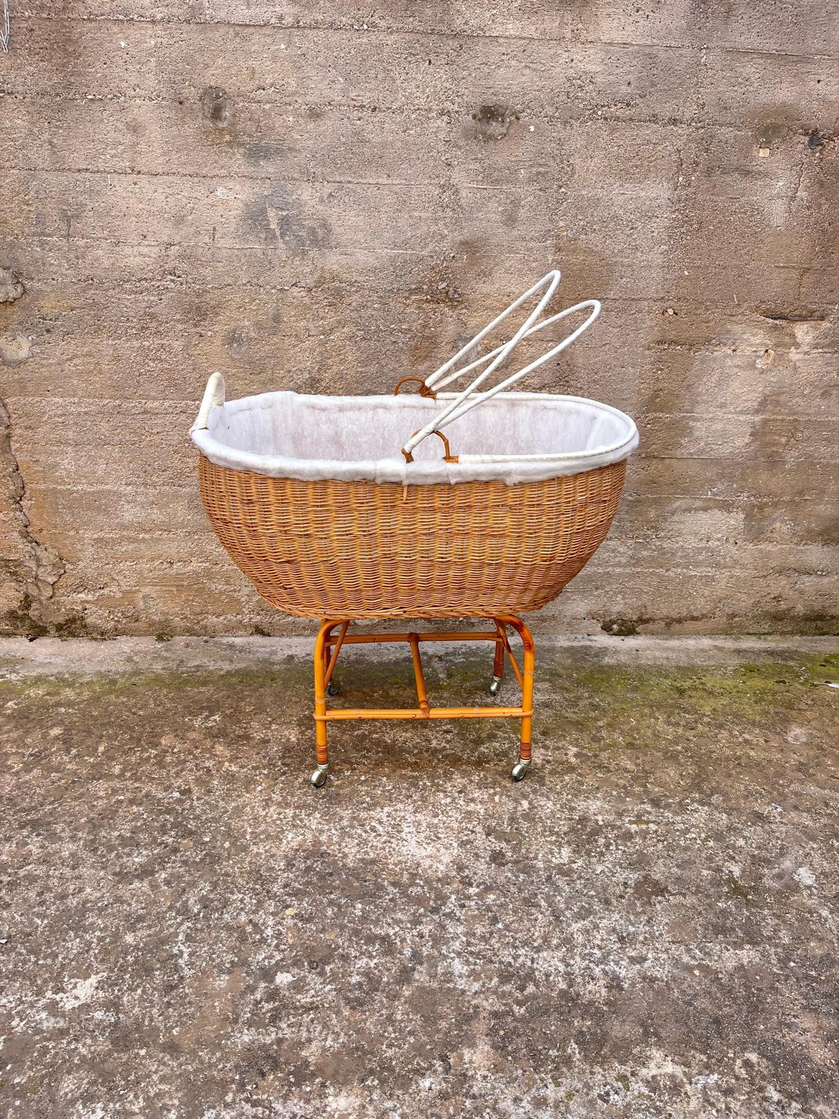 Mid Century Wicker And Bamboo Cradle, Made In Italy, 1967 photo furniture