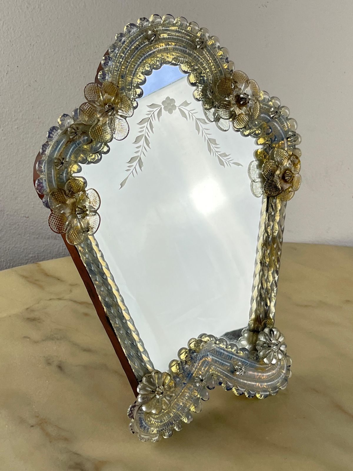 Mid Century Venetian Murano Glass Table Mirror, Italian Design 1960s photo furniture