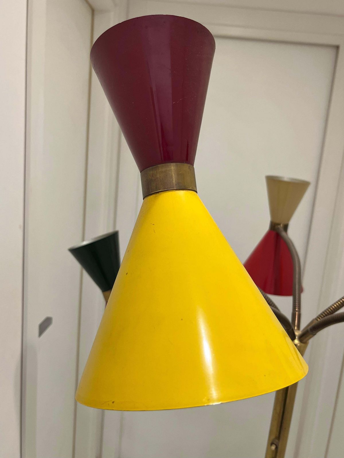 photo buy Mid Century 5 Arm 10 Light Brass Floor Lamp Stilnovo, 1950s