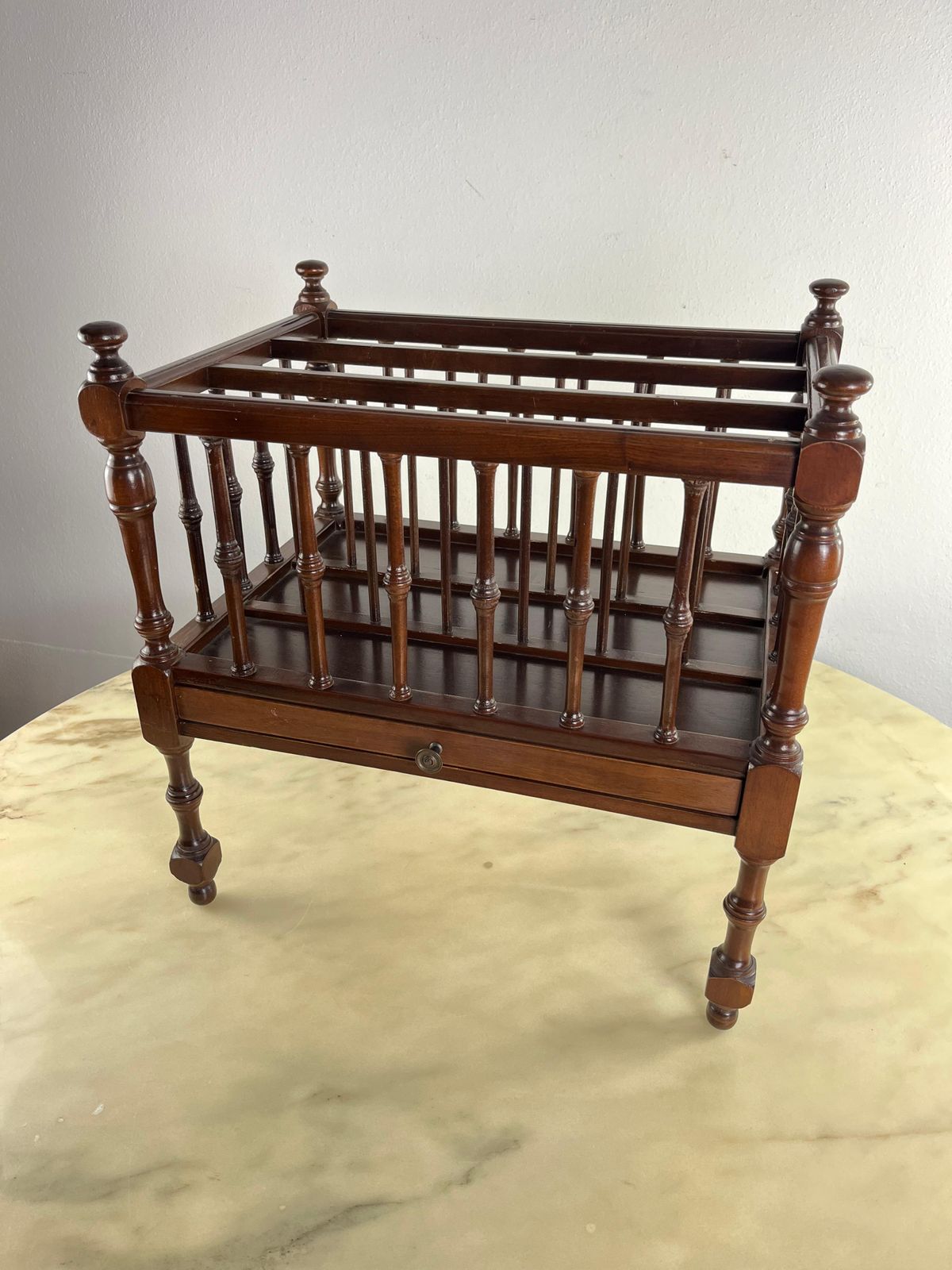 Mid Century Italian Magazine Rack With Drawer 1960s photo furniture